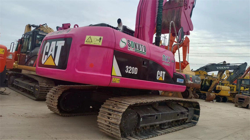 ক্রলার ব্যবহৃত CAT 320D এক্সকাভেটরস আর্থ মুভিং মেশিনারি পিঙ্ক ক্যাটারপিলার 320 320C 320D