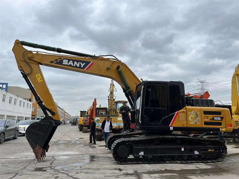 21 টন ব্যবহৃত হাইড্রোলিক খননকারী SANY 215C চমৎকার পারফরম্যান্স বাদামী রঙ